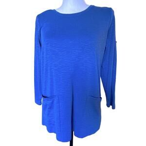 J. Jill Pima  2-pocket Soft Tee Blue 3/4 Sleeves Women's‎ sz Small